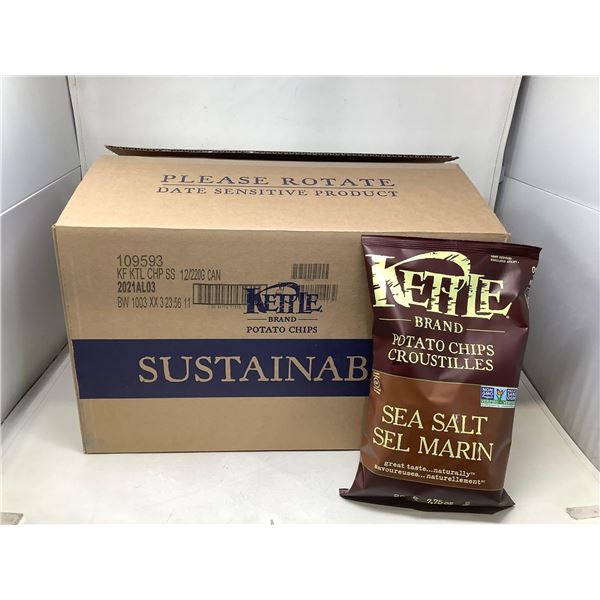 Kettle Brand Sea Salt Chips Case lot of 12 x 220g