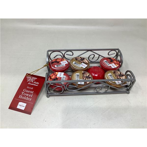 NEW Guest towel holder with 7 aromatic candles