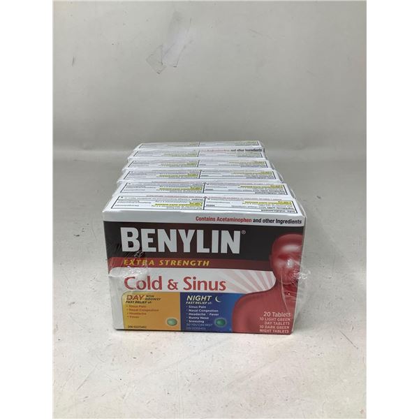 Benylin cold & sinus 20 ct night/day case lot of 6