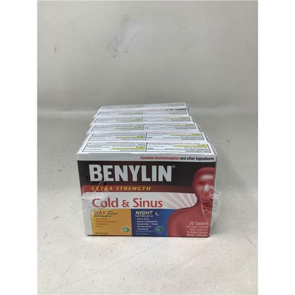 Benylin cold & sinus 20 ct night/day case lot of 6