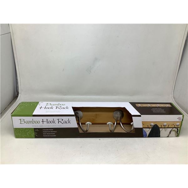 Bamboo Hook Rack NEW 20 inches 4 hooks in box