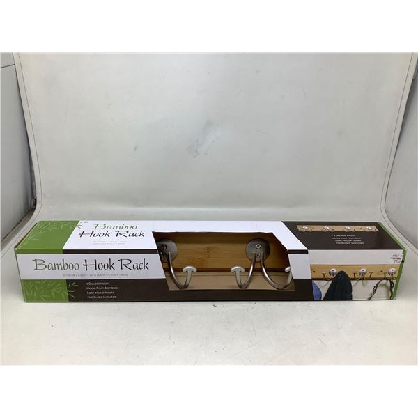Bamboo Hook Rack NEW 20 inches 4 hooks in box