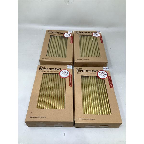 Kikkerland Gold Paper straws, eco friendly lot of 4 x 144