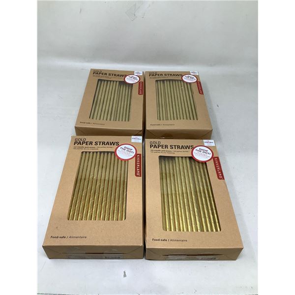 Kikkerland Gold Paper straws, eco friendly lot of 4 x 144