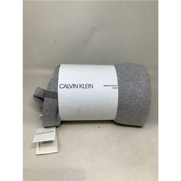 Calvin Klein Grey Cropped NEW cotton throw blanket 50 x 70 inches