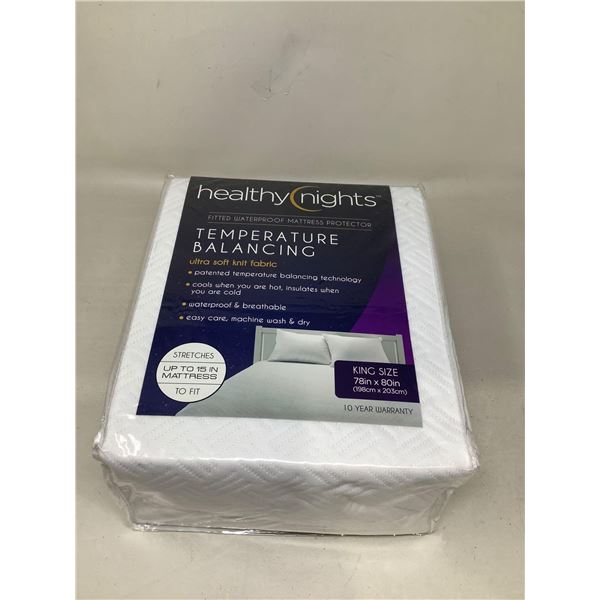 Healthy Nights fitted waterproof mattress protector king size NEW