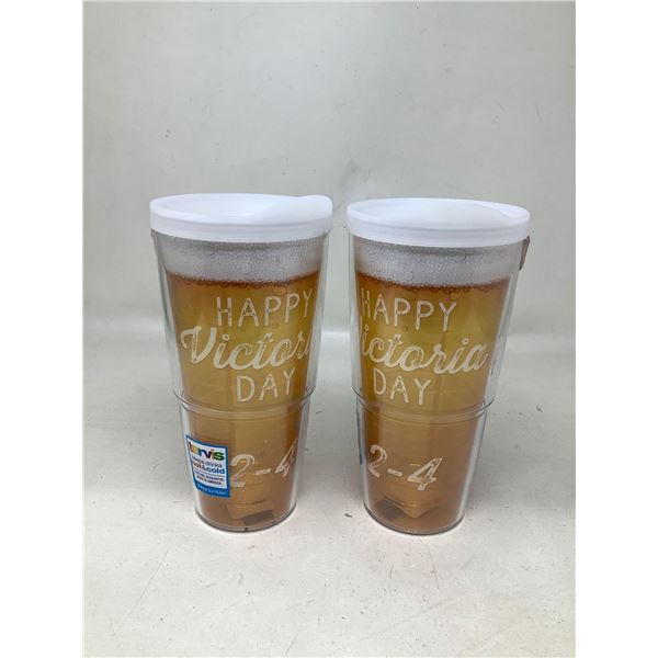 Bed Bath Beyond set of 2 victoria day insulated tumblers 24 oz with lids NEW