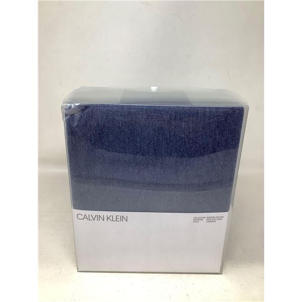Calvin Klein Modern collection King size flat sheet NEW blue