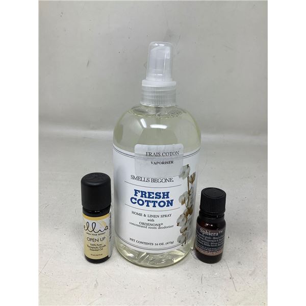 Lot of 3 aroma room spray and essential oils
