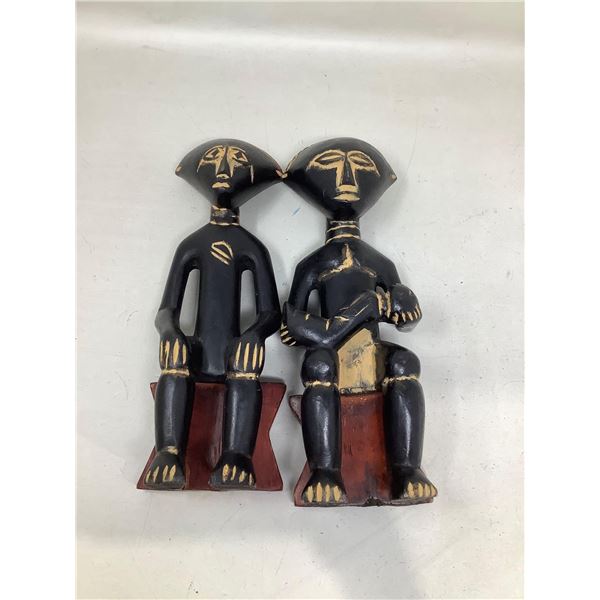 Village Couple hand carved set of 2 statues approx 14 inch high made in Ghana