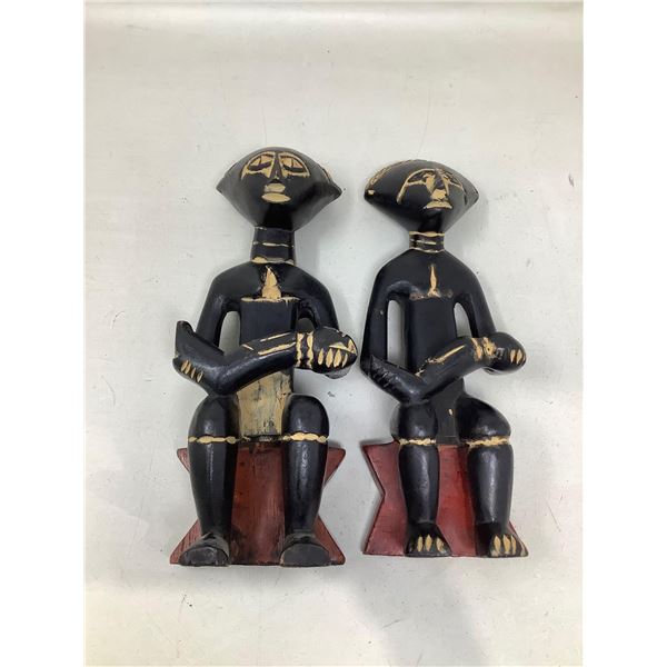 Village Couple hand carved set of 2 statues approx 14 inch high made in Ghana