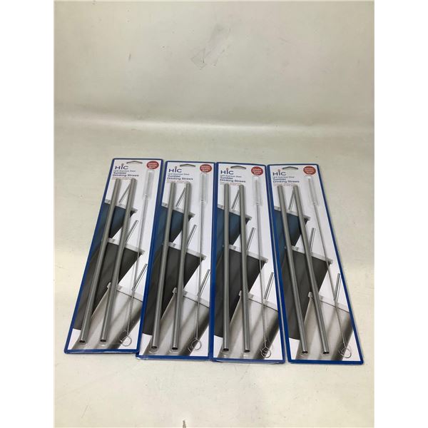 HIC Stainless Steel Tumbler straw kit with cleaner NEW 18 inch Lot of 4