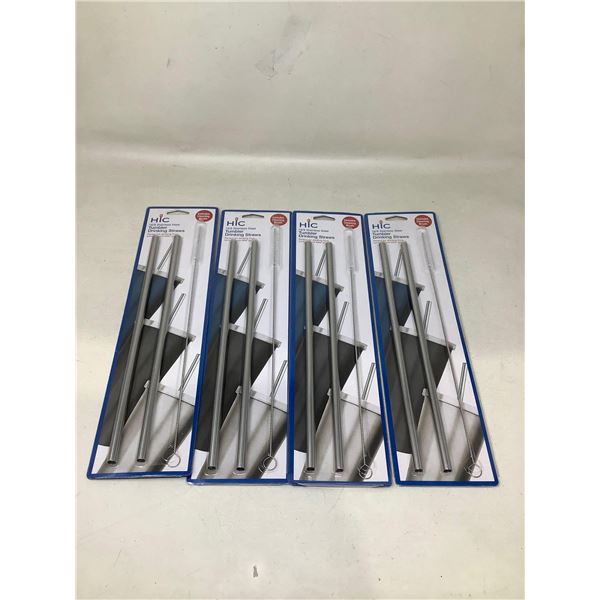 HIC Stainless Steel Tumbler straw kit with cleaner NEW 18 inch Lot of 4