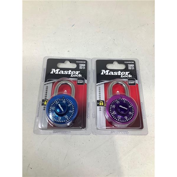 Master combination lock colored anti shim lot of 2 NEW