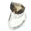 Image 3 : Silver Smokey Quartz(4.45ct) Rhodium Plated Ring (~weight 4.45g), Suggested Retail Value $400