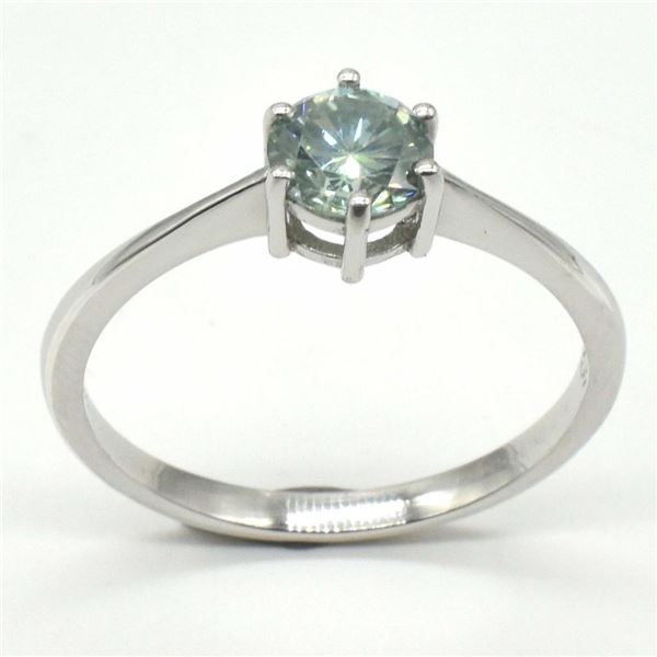 Silver Blue Moissanite (Round 6 Mm)(2.2ct) Rhodium Plated Test And Looks Better Than Diamond Mens Ri
