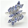 Image 3 : Silver Tanzanite White Topaz(9.9ct) Rhodium Plated Ring (~weight 9.9g), Suggested Retail Value $1390