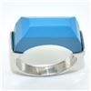 Image 1 : Silver Syntheticturquoise(6.7ct) Rhodium Plated Ring (~weight 6.7g), Suggested Retail Value $300