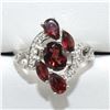 Image 1 : Silver Garnet Cz(3.95ct) Rhodium Plated Ring (~weight 3.95g), Suggested Retail Value $300