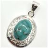 Image 3 : Silver Tibetan Turquoise(6.2ct) Pendant (~weight 6.2g), Suggested Retail Value $250