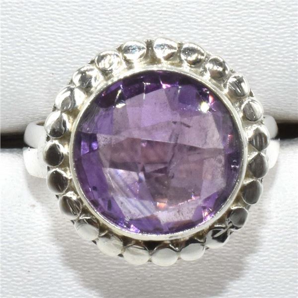 Silver Amethyst(6.1ct) Ring (~weight 6.1g), Suggested Retail Value $300
