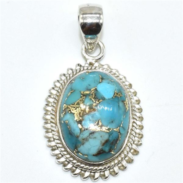 Silver Copper Muhave Turquoise (Reconstitued)(5.85ct) Pendant (~weight 5.85g), Suggested Retail Valu