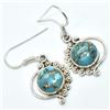 Image 2 : Silver Copper Muhave Turquoise (Reconstitued)(5.35ct) Earrings (~weight 5.35g), Suggested Retail Val