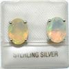 Image 1 : Silver Opal( Oval 9*7 Mm)(1.95ct) Rhodium Plated Earrings (~weight 1.95g), Suggested Retail Value $3