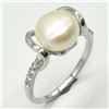 Image 2 : Silver Pearl Cz(3.1ct) Rhodium Plated Ring (~weight 3.1g), Suggested Retail Value $300