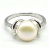 Image 3 : Silver Pearl Cz(3.1ct) Rhodium Plated Ring (~weight 3.1g), Suggested Retail Value $300
