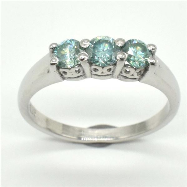 Silver Moissanite (Round 4 Mm)(2.45ct) Rhodium Plated Test And Looks Better Than Diamond (Us 7) Ring