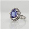 Image 1 : 10K White Gold Natural Tanzanite(2.6ct) Diamond(0.45ct) Ring (~Size 7) (~weight 3.67g), Made in Cana