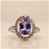 Image 3 : 10K White Gold Natural Tanzanite(2.6ct) Diamond(0.45ct) Ring (~Size 7) (~weight 3.67g), Made in Cana