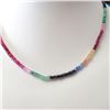 Image 2 : 10K White Gold Fancy Color Sapphire&Emerald,Ruby(6.35ct) Necklace (~length 17"cm) (~weight 6.77g), M