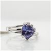 Image 1 : 10K White Gold Natural Tanzanite(0.95ct) Diamond(0.05ct) Ring (~Size 6) (~weight 1.71g), Made in Can