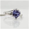 Image 3 : 10K White Gold Natural Tanzanite(0.95ct) Diamond(0.05ct) Ring (~Size 6) (~weight 1.71g), Made in Can