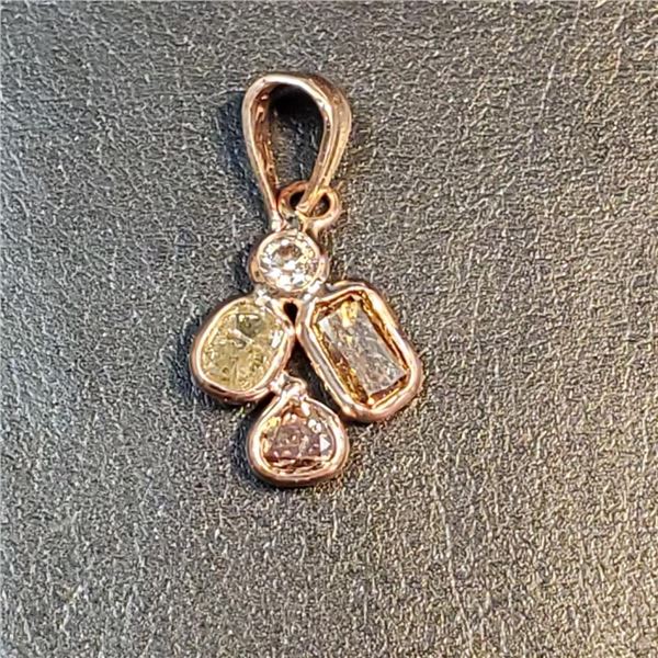 14K Rose Gold Fancy Colordiamond(0.7ct) Diamond(0.05ct) Pendant (~weight 0.52g), Made in Canada, App