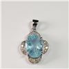 Image 2 : 10K White Gold Natural Aquamarine(6ct) Diamond(0.25ct) Pendant (~weight 4.36g), Made in Canada, Appr