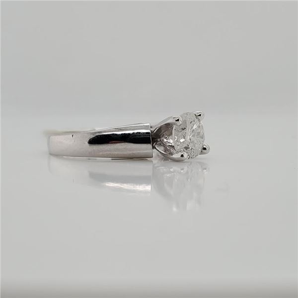 10K White Gold Diamond(0.95Ct,I2,G) Ring (~Size 6) (~weight 2.56g), Made in Canada, Appraised Retail