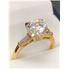 Image 2 : Brilliant Cut 1.0 Carat Solitaire with side bezel stoned Ladies 14K GP Engagement ring NEW in Displa