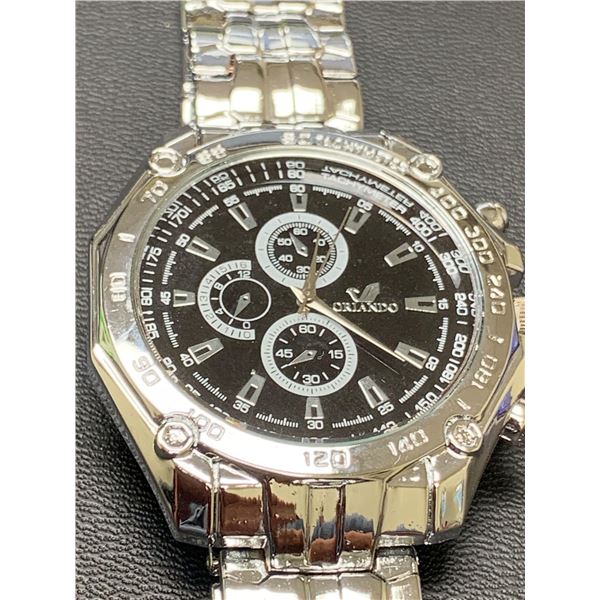 Oriando Mens Silver Chrono divers Watch NEW