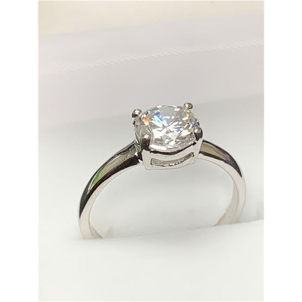 Ladies 14K White G.P. 1.0 Carat Brilliant Cut Solitaire engagement ring NEW in display box