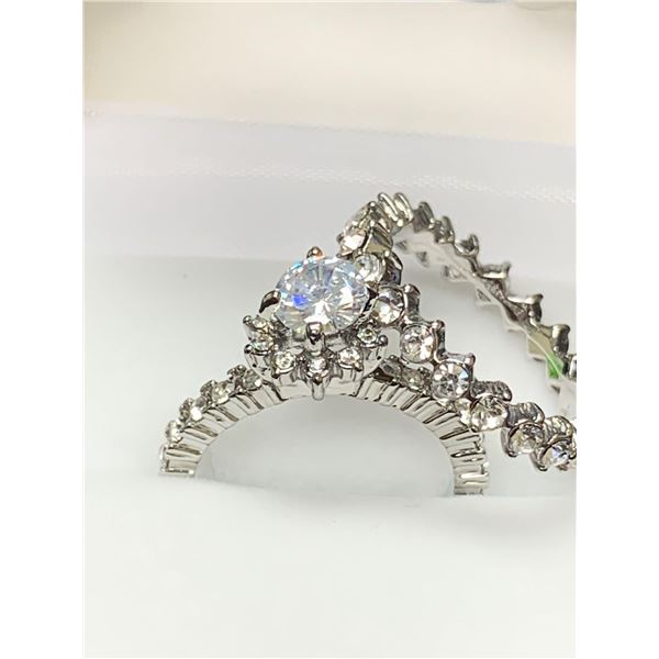 Italian Designed Brilliant Cut Solitaire Engagement and wedding band set set in 14K G.P. NEW