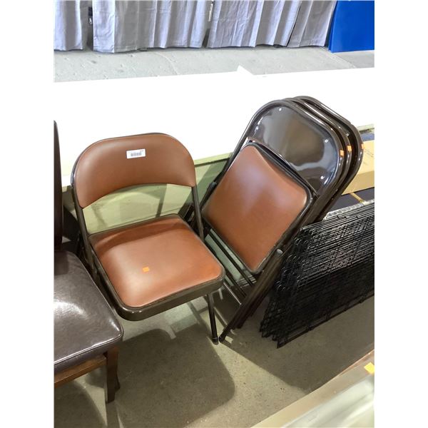 Brown Vinyl Folding Chair Lot of 4