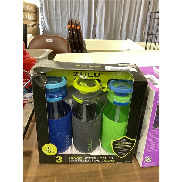 Zulu 18oz Water Bottles 3-Pack