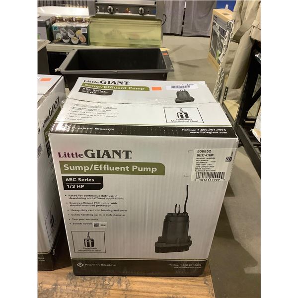 Little Giant Sump Pump 1/3 HP 115V 60Hz - Model: 6EC-CIM