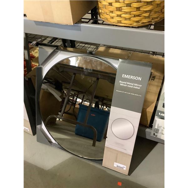 Emerson Round Metal Mirror - Black (24in x 24in)