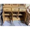 Image 2 : Solid Oak 13 piece dinning Room Set includes Wooden & Buffet Hutch,  Wooden Dining Table, 4 leafs an