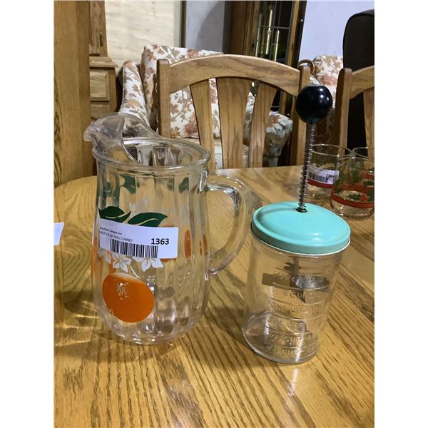 Vintage Glass Pitcher and Glass Food Chopper