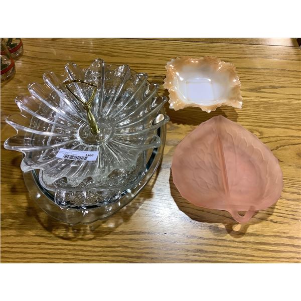 Assorted Tableware includes service platter & pickle dish Lot of 5